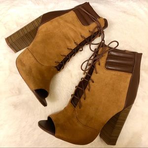 Lace Up Peep Toe Booties